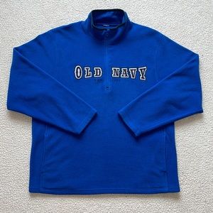 Vintage Old Navy Heavy Metal Style Embroidered Spell-out 1/4 Zip Fleece